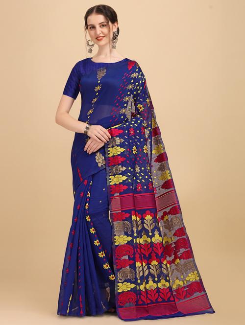 ethnic motif woven saree with blouse - 19285703 - Very Small Image - 1