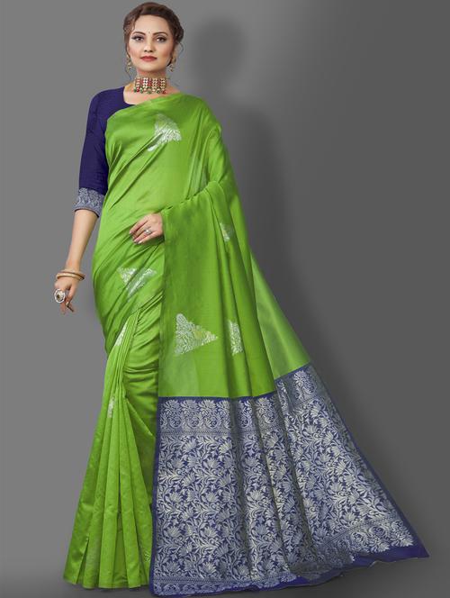 ethnic motif woven saree with blouse - 19285724 - Very Small Image - 1