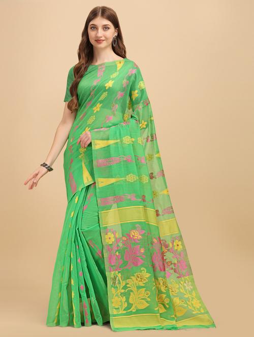 ethnic motif woven saree with blouse - 19285728 - Very Small Image - 1