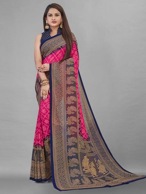 pink printed bollywood saree with blouse - 19285771 - Very Small Image - 1