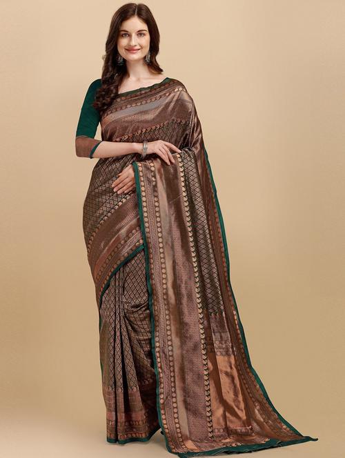 self design kanjivaram saree with blouse - 19285920 - Very Small Image - 1