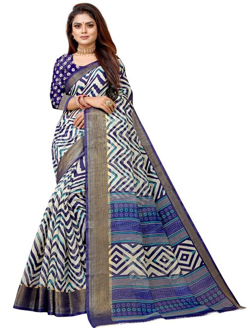 chevron printed saree with blouse - 19285928 - Very Small Image - 1
