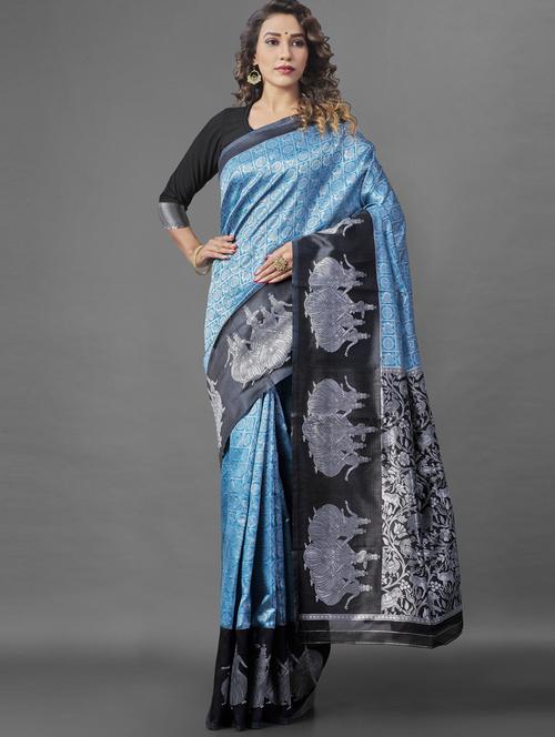 self design banarasi saree with blouse - 19285932 - Very Small Image - 1