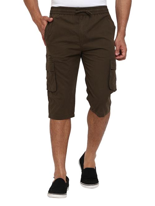 olive green cotton three fourth - 19286221 - Very Small Image - 1