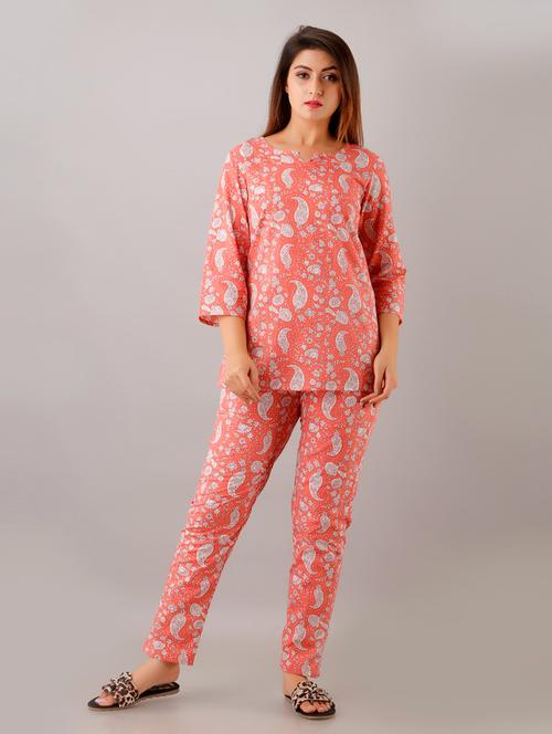 women printed night suit set - 19286271 - Very Small Image - 1