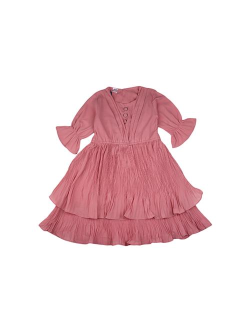 girls round neck bell sleeve frock - 19286367 - Very Small Image - 1