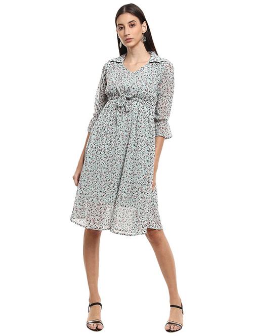 women's fit & flare micro print dress - 19286882 - Very Small Image - 1