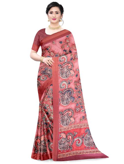 kalamkari printed chanderi saree with blouse - 19287338 - Very Small Image - 1