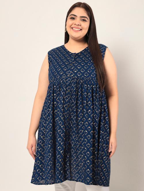 blue printed flared kurta - 19287354 - Very Small Image - 1