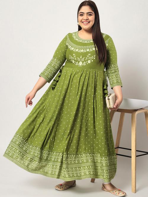 green printed anarkali kurta - 19287360 - Very Small Image - 1