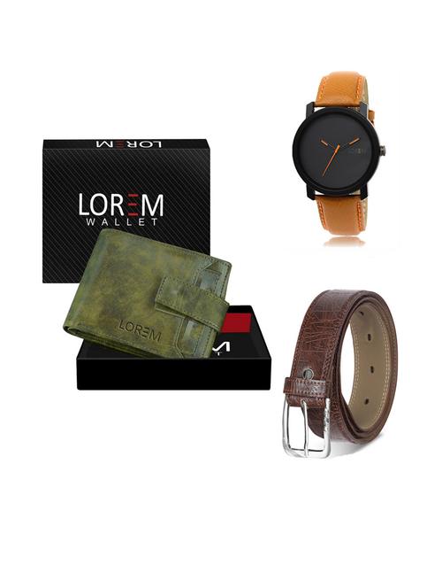 belt, wallet & watch leatherette gift combo - 19291761 - Very Small Image - 1