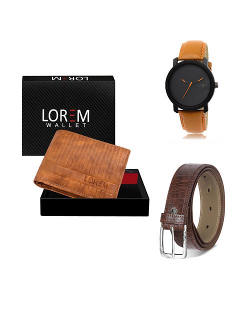 belt, wallet & watch leatherette gift combo - 19291803 - Very Small Image - 1