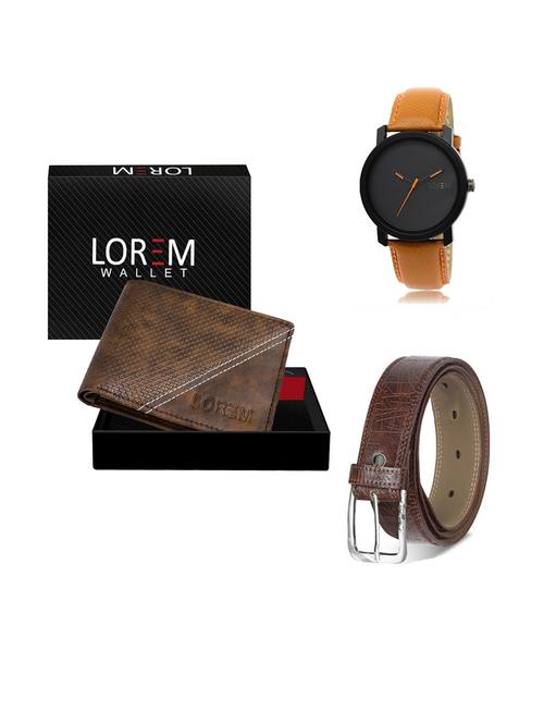 belt, wallet & watch leatherette gift combo - 19291821 - Very Small Image - 1