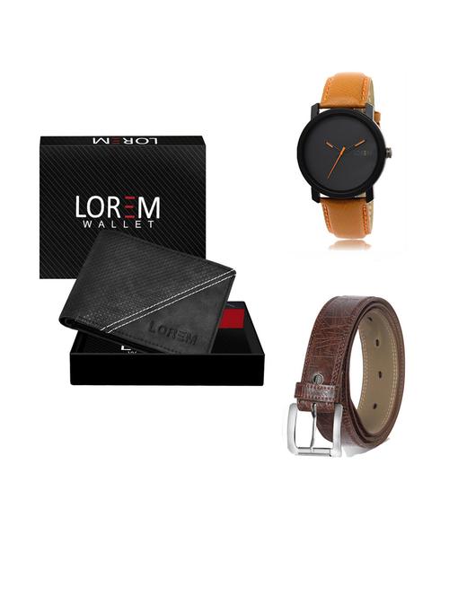 belt, wallet & watch leatherette gift combo - 19291836 - Very Small Image - 1