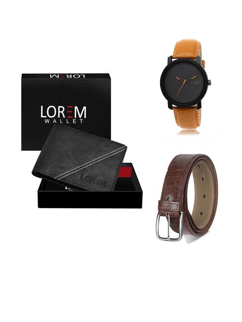 belt, wallet & watch leatherette gift combo - 19291838 - Very Small Image - 1
