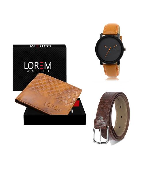belt, wallet & watch leatherette gift combo - 19291850 - Very Small Image - 1