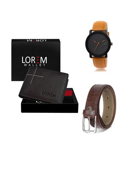 belt, wallet & watch leatherette gift combo - 19291875 - Very Small Image - 1