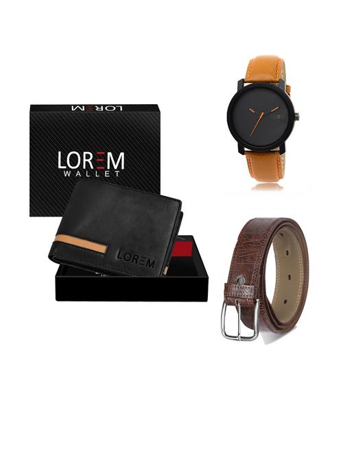 belt, wallet & watch leatherette gift combo - 19291880 - Very Small Image - 1