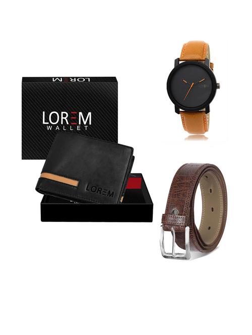 belt, wallet & watch leatherette gift combo - 19291882 - Very Small Image - 1