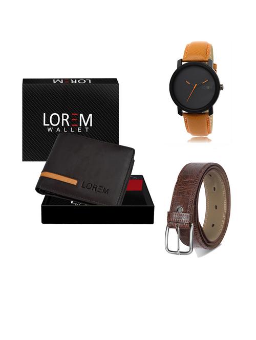 belt, wallet & watch leatherette gift combo - 19291886 - Very Small Image - 1