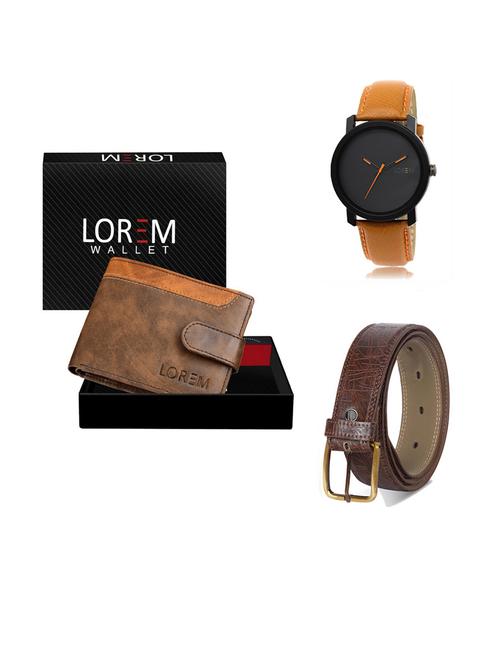 belt, wallet & watch leatherette gift combo - 19291891 - Very Small Image - 1