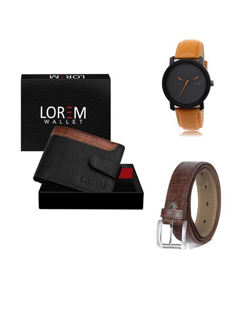 belt, wallet & watch leatherette gift combo - 19291896 - Very Small Image - 1