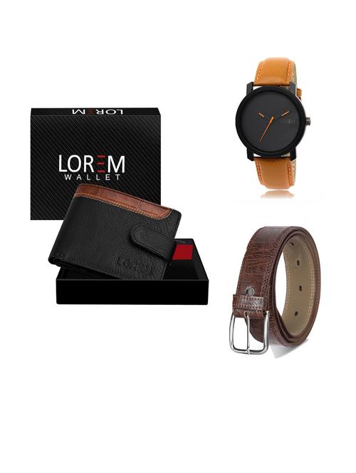 belt, wallet & watch leatherette gift combo - 19291898 - Very Small Image - 1
