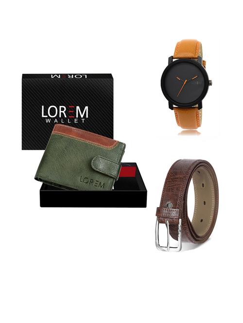 belt, wallet & watch leatherette gift combo - 19291905 - Very Small Image - 1