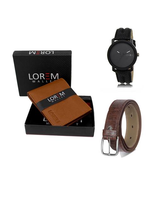 belt, wallet & watch leatherette gift combo - 19291916 - Very Small Image - 1