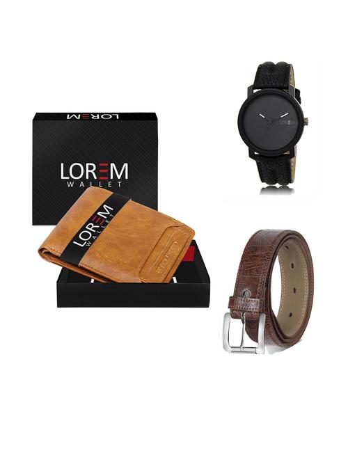 belt, wallet & watch leatherette gift combo - 19291932 - Very Small Image - 1
