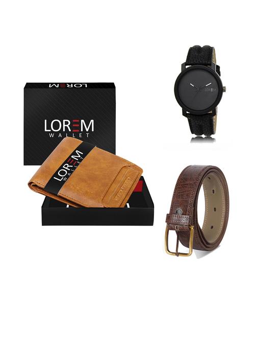 belt, wallet & watch leatherette gift combo - 19291933 - Very Small Image - 1