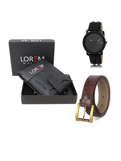 belt, wallet & watch leatherette gift combo - 19291943 - Very Small Image - 1