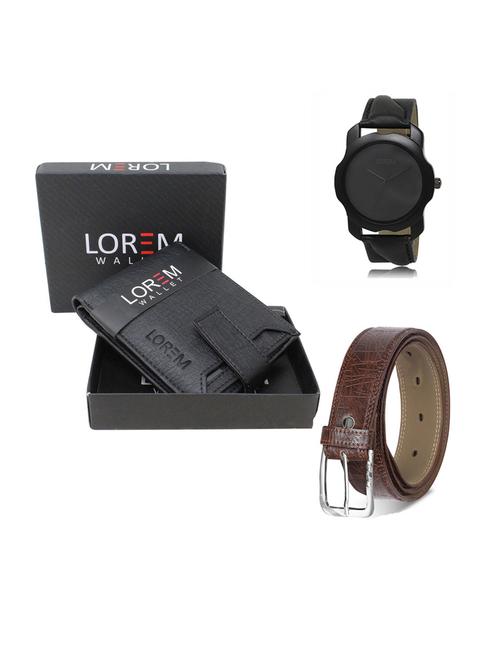 belt, wallet & watch leatherette gift combo - 19292217 - Very Small Image - 1