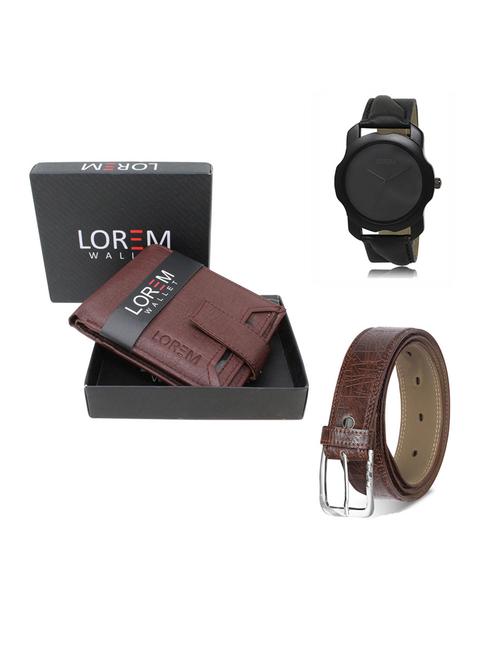 belt, wallet & watch leatherette gift combo - 19292223 - Very Small Image - 1