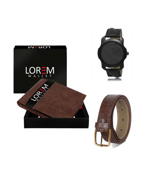 belt, wallet & watch leatherette gift combo - 19292239 - Very Small Image - 1