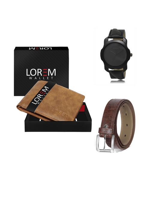 belt, wallet & watch leatherette gift combo - 19292244 - Very Small Image - 1