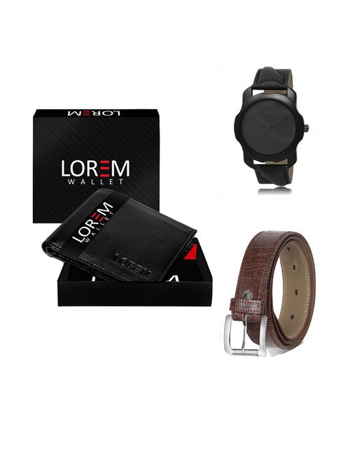 belt, wallet & watch leatherette gift combo - 19292256 - Very Small Image - 1
