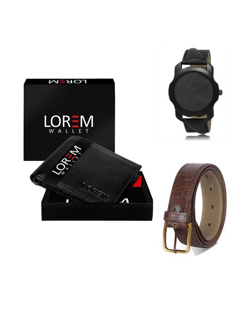 belt, wallet & watch leatherette gift combo - 19292257 - Very Small Image - 1