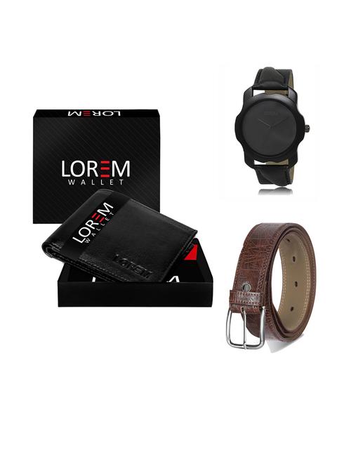 belt, wallet & watch leatherette gift combo - 19292258 - Very Small Image - 1