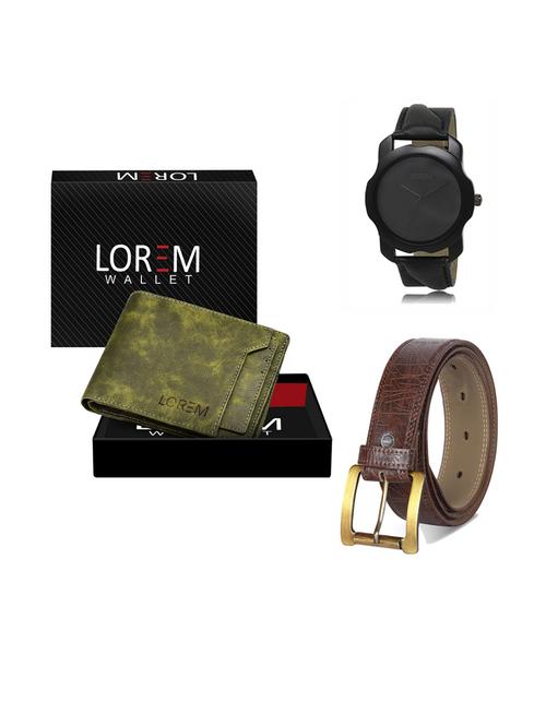 belt, wallet & watch leatherette gift combo - 19292261 - Very Small Image - 1