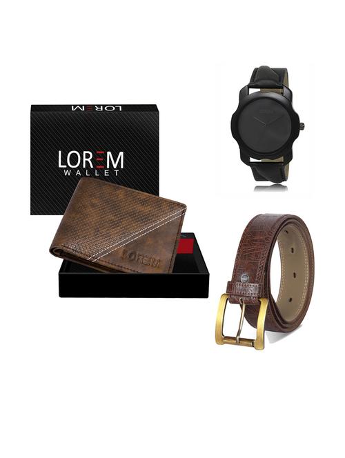 belt, wallet & watch leatherette gift combo - 19292357 - Very Small Image - 1