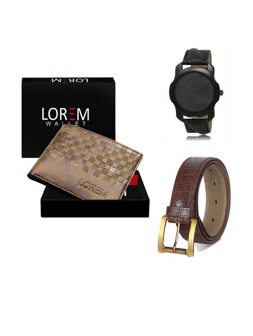 belt, wallet & watch leatherette gift combo - 19292381 - Very Small Image - 1
