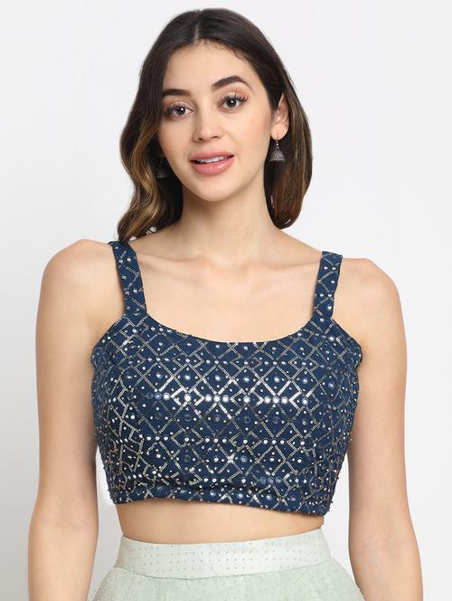 blue velvet embroidered blouse - 19294190 - Very Small Image - 1