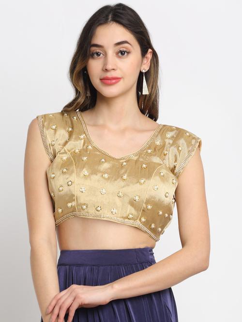gold silk embroidered blouse - 19294198 - Very Small Image - 1