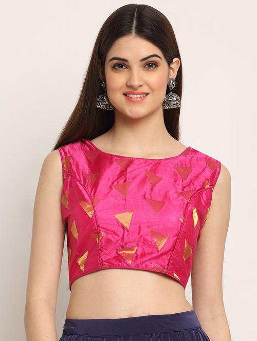 pink self design blouse - 19294230 - Very Small Image - 1
