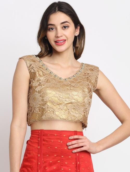 gold silk embroidered blouse - 19294292 - Very Small Image - 1