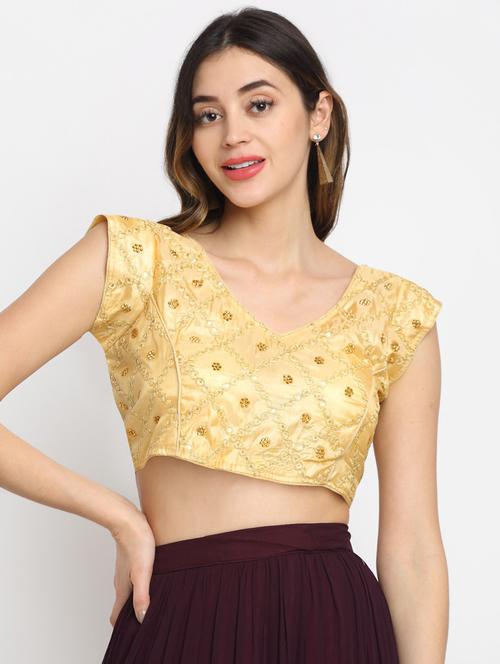 gold silk embroidered blouse - 19294309 - Very Small Image - 1