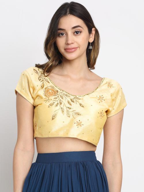 gold silk embroidered blouse - 19294326 - Very Small Image - 1