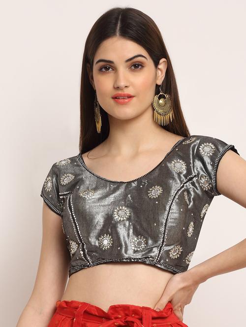 grey dupion embroidered blouse - 19294337 - Very Small Image - 1