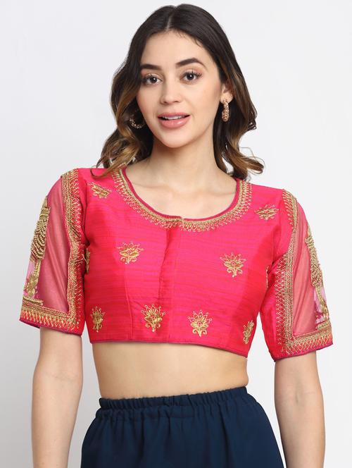 pink silk embroidered blouse - 19294343 - Very Small Image - 1